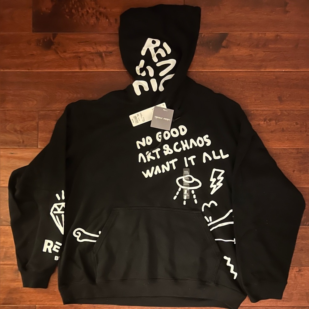 UNIQLO x TREVOR TROUBLE ANDREW The Message Pullover Sweat Hoodie NWT Sz XXL